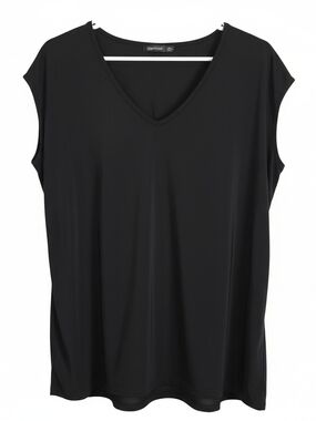 Boohoo Black V-Neck Cap Sleeve Tee Size 4